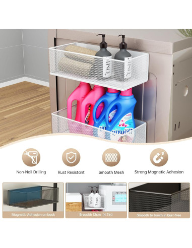 Estante Magnético WOCHUANGSI para Lavadora 27x12x7.7cm Negro