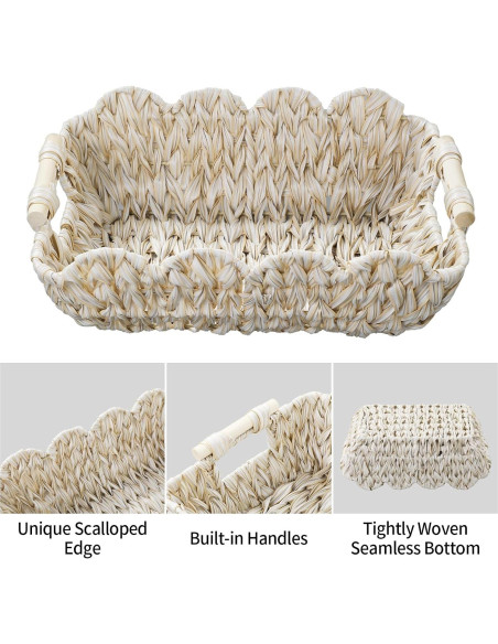 Cestas de Mimbre Tejidas a Mano Coeusy - 2 Piezas 39x28 cm Cestas de Mimbre Tejidas a Mano Coeusy - 2 Piezas 39x28 cm