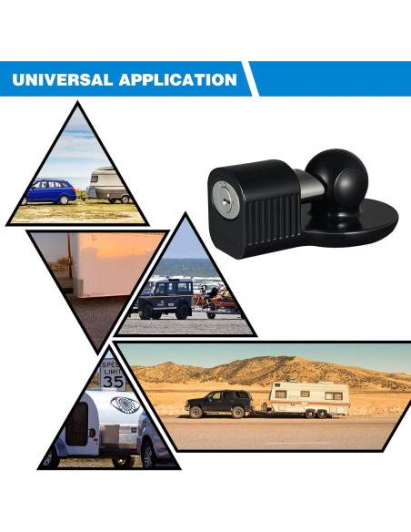 Cerradura de Enganche de Remolque Antirrobo TOPSHINE Negro