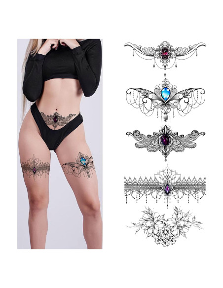 Tatuajes Temporales de Encaje Roarhowl - Conjunto 1 Grande