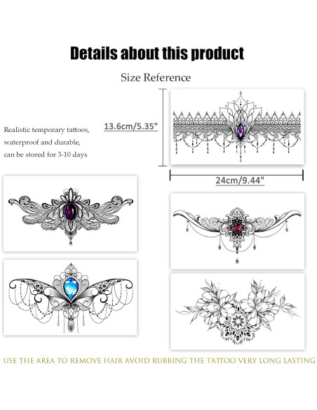 Tatuajes Temporales de Encaje Roarhowl - Conjunto 1 Grande