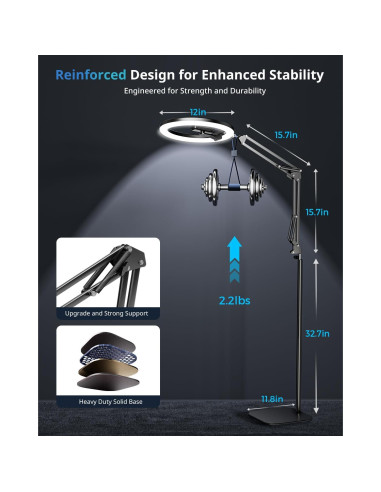 Trípode Luz de Anillo UBeesize 30 cm con Soporte para Teléfono