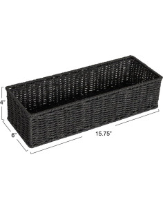 Cesta de Almacenamiento Rectangular Household Essentials Negra 40x15x10cm 2