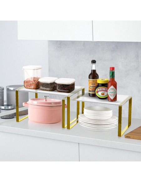 Organizador de Gabinete Gelite 2 Estantes Acrílicos Apilables Organizador de Gabinete Gelite 2 Estantes Acrílicos Apilables