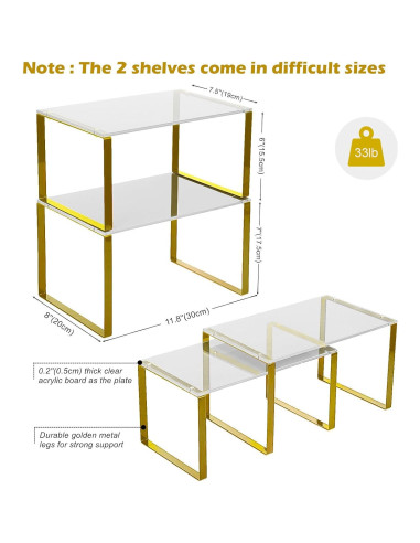 Organizador de Gabinete Gelite 2 Estantes Acrílicos Apilables