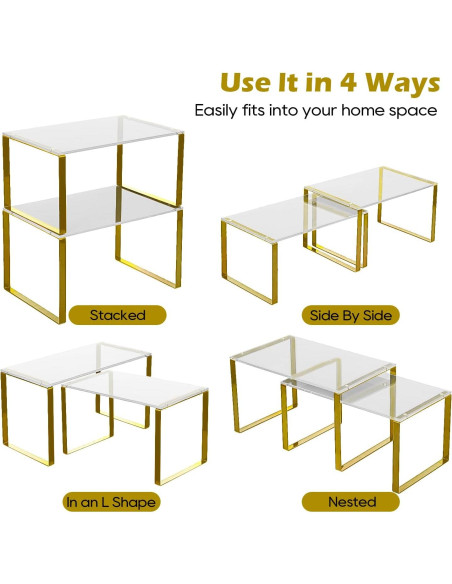 Organizador de Gabinete Gelite 2 Estantes Acrílicos Apilables Organizador de Gabinete Gelite 2 Estantes Acrílicos Apilables