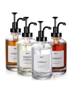 Dispensador de Jarabe de Café MHDCLY 4 Pack 500ml Bomba Negra