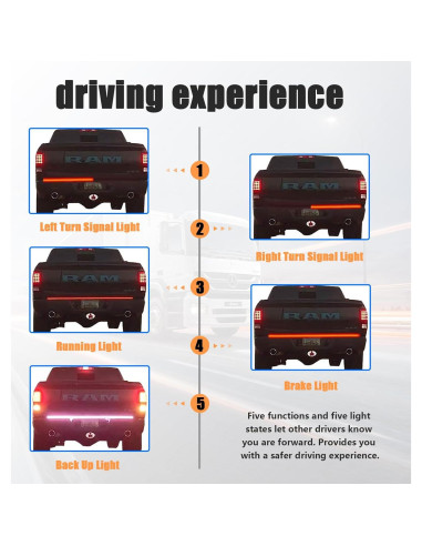 Barra de Luz LED Kewucn 122 cm para Puerta Trasera IP65