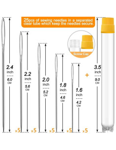 Agujas de Coser a Mano JollMono Ojo Grande 25 Pcs con Enhebradores 2