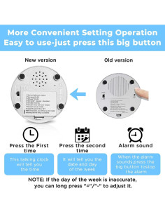 Reloj Despertador Hablante Awaiymi Azul Cielo para Ciegos 2