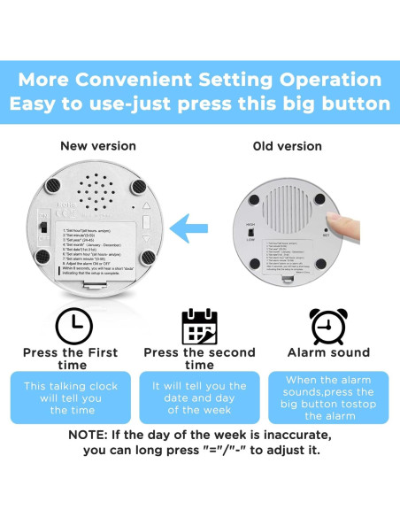 Reloj Despertador Hablante Awaiymi Azul Cielo para Ciegos