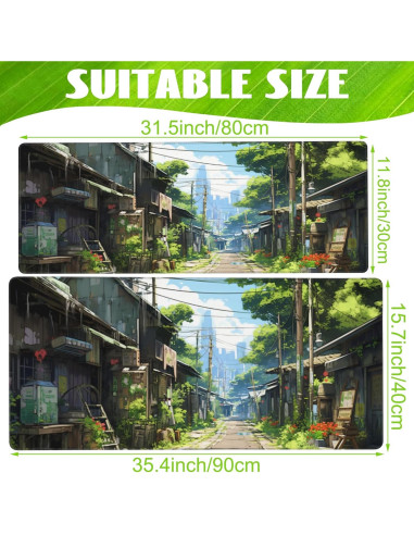 Alfombrilla de escritorio Eflxamz Anime Abandoned Town 80x30 cm