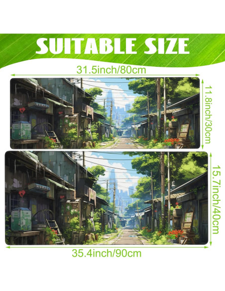 Alfombrilla de escritorio Eflxamz Anime Abandoned Town 80x30 cm