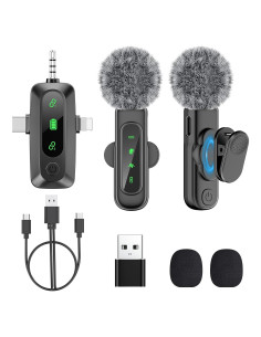 Micrófono Lavalier Inalámbrico PoP Voz 3en1 con Reducción de Ruido