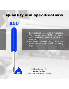 50 Cuchillas de Reemplazo Profundas Aleybloodes para Cricut 2