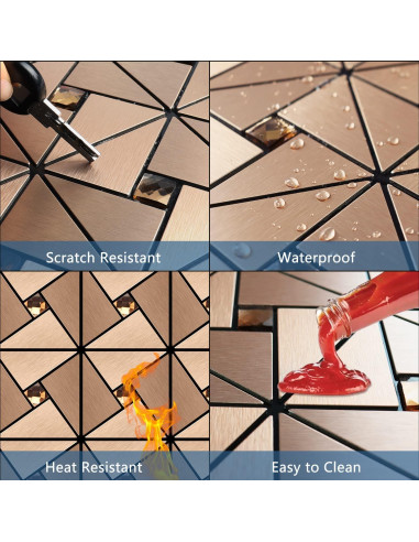 Azulejo Autoadhesivo Vamos Tile Rosa Oro 30.48x30.48cm 10 Hojas