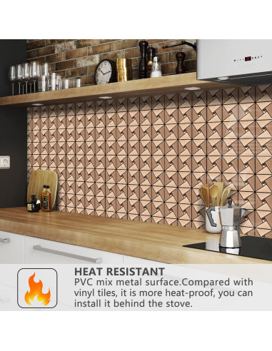 Azulejo Autoadhesivo Vamos Tile Rosa Oro 30.48x30.48cm 10 Hojas