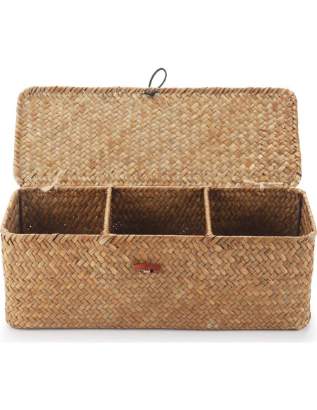 Cesta de Almacenamiento DECRAFTS de Hierba Marina 3 Secciones