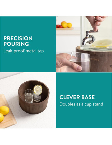 Dispensador de Bebidas de Vidrio Navaris 5.6L con Grifo de Acero