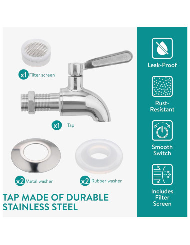 Dispensador de Bebidas de Vidrio Navaris 5.6L con Grifo de Acero