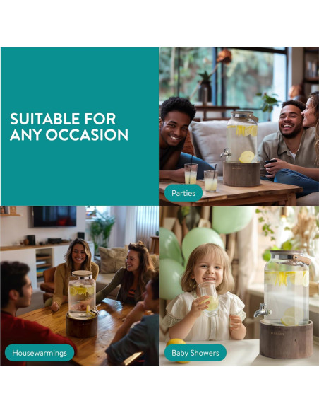 Dispensador de Bebidas de Vidrio Navaris 5.6L con Grifo de Acero