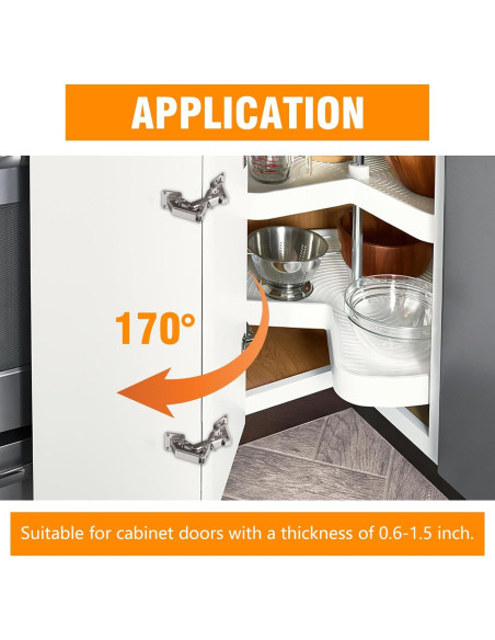 2 Bisagras de Puerta Ocultas 170 CAMBIO MOORE para Gabinete