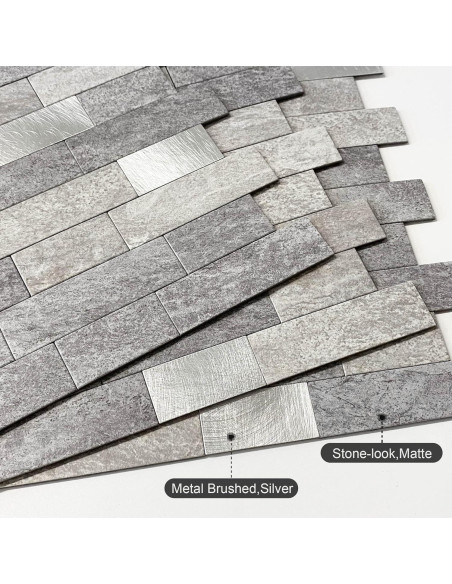 Azulejos Adhesivos BeNice 3D Peel and Stick Gris 5 Hojas Azulejos Adhesivos BeNice 3D Peel and Stick Gris 5 Hojas