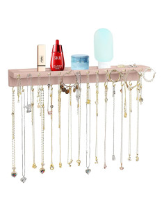 Soporte para Collares YYILIS Rosa con 30 Ganchos y Bandeja