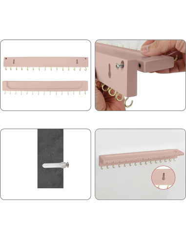 Soporte para Collares YYILIS Rosa con 30 Ganchos y Bandeja