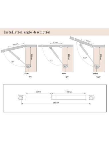 Amortiguadores de Gas WANLIAN 100N 2 Unidades Cierre Suave
