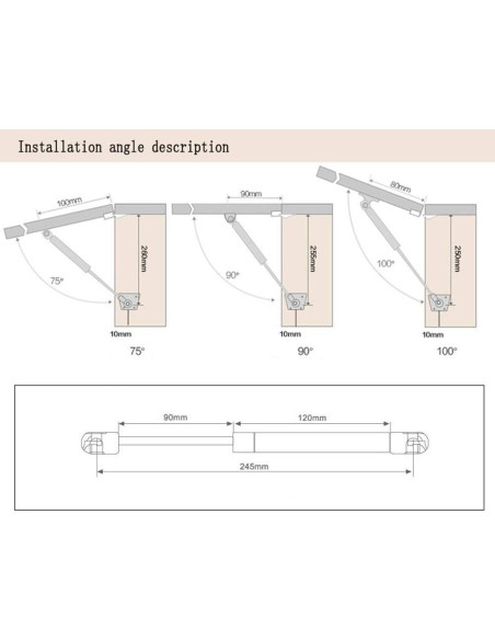 Amortiguadores de Gas WANLIAN 100N 2 Unidades Cierre Suave