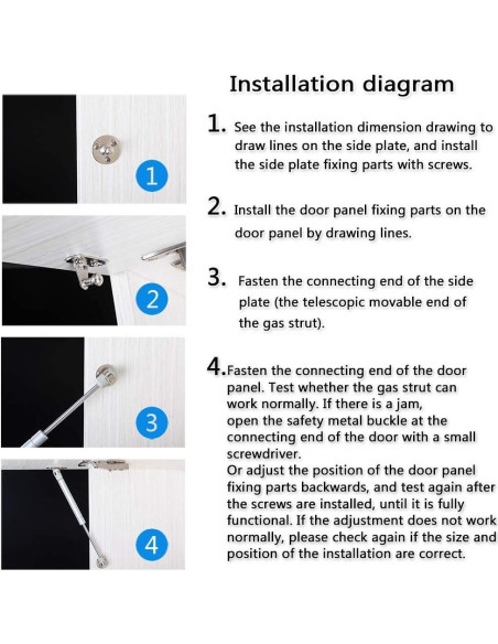 Amortiguadores de Gas WANLIAN 100N 2 Unidades Cierre Suave