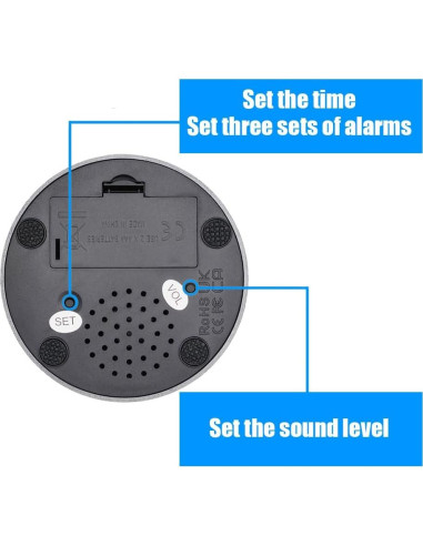 Reloj Hablante Digital LAKXIUL Azul y Plata para Ciegos