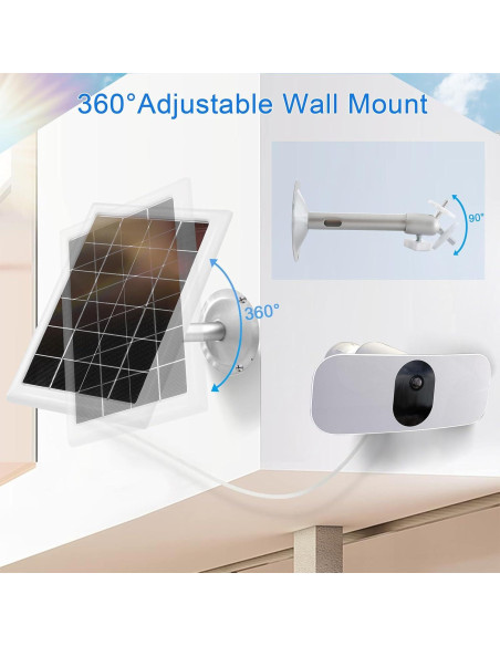 Cargador Solar Mytions para Cámara Arlo Pro 5S 2K, 5W, 4m