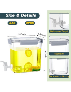 Dispensador de Bebidas Irenare 3.5L con Grifo y Tapa Gris 2