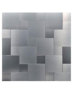 Azulejos de Metal Art3d Pelar y Pegar 10 Piezas Plata Cepillada