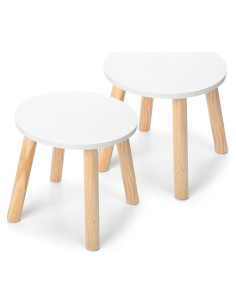 Taburete de Madera Wenqik para Niños - Paquete de 2 - Blanco