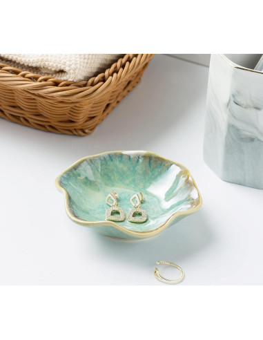 Plato Decorativo BEUNAIZER Cerámica Verde Esmeralda 10.9cm