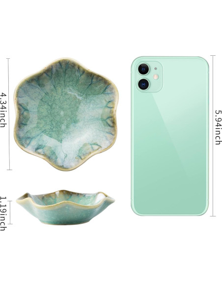 Plato Decorativo BEUNAIZER Cerámica Verde Esmeralda 10.9cm