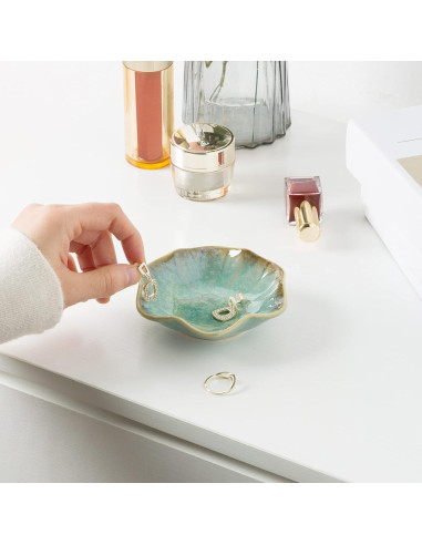 Plato Decorativo BEUNAIZER Cerámica Verde Esmeralda 10.9cm