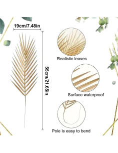 6 Hojas de Palma Artificial Doradas Heoaaoeh 55cm para Decoración 2