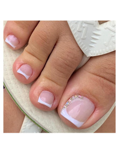 Uñas de Pies Postizas Rosa Francesa ASONRL - 24 Piezas