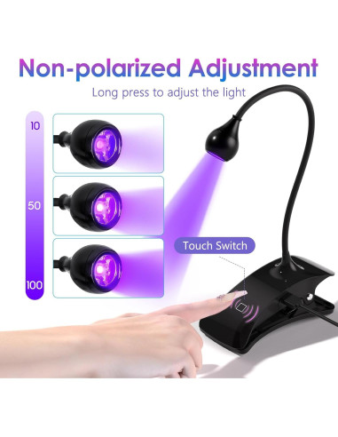 Lámpara UV para Uñas AORAEM Gooseneck 3W USB Negra