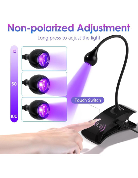 Lámpara UV para Uñas AORAEM Gooseneck 3W USB Negra