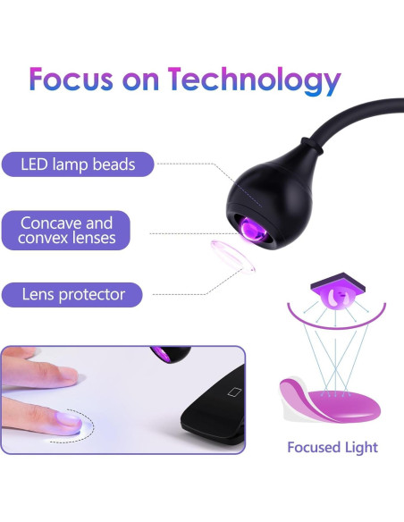 Lámpara UV para Uñas AORAEM Gooseneck 3W USB Negra