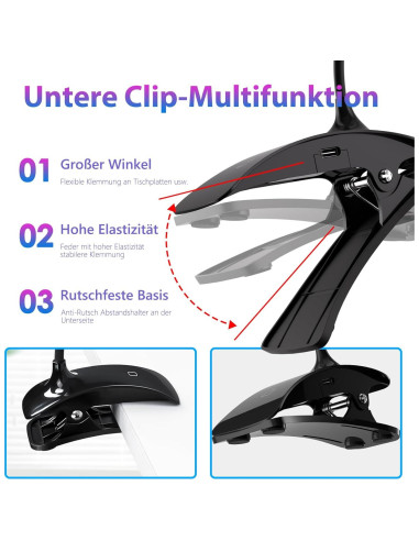 Lámpara UV para Uñas AORAEM Gooseneck 3W USB Negra