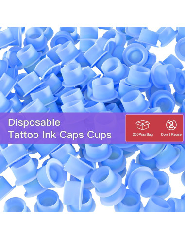 200 Tazas de Tinta Desechables OZER Azul para Tatuaje