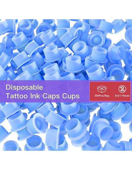 200 Tazas de Tinta Desechables OZER Azul para Tatuaje
