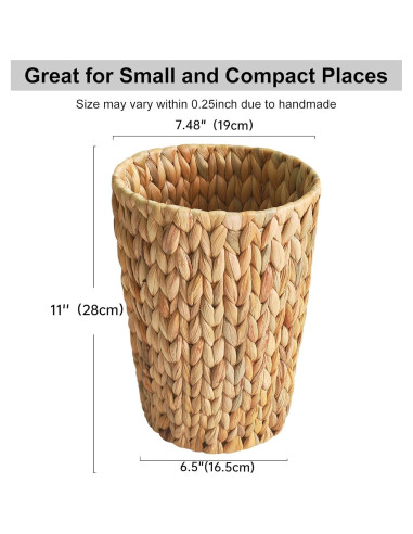Cesta de Basura de Mimbre Coeusy 7.57 Litros Redonda