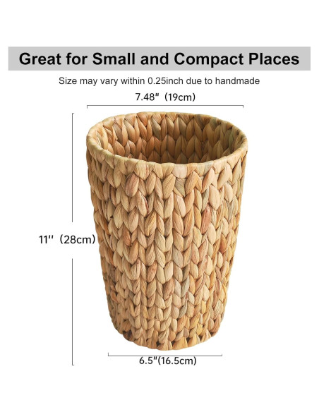 Cesta de Basura de Mimbre Coeusy 7.57 Litros Redonda